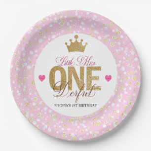 Little Miss onederful Birthday Paper Plates