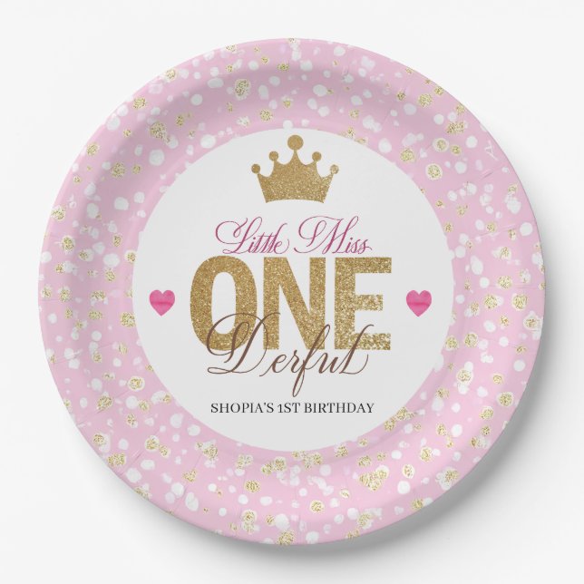 Little Miss onederful Birthday Paper Plates (Front)
