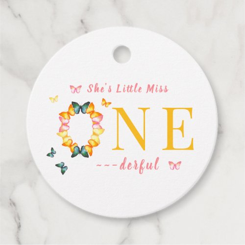 Little Miss Onederful Boho Butterfly 1st Birthday Favor Tags