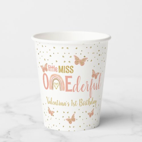 Little Miss ONEderful Butterflies First Birthday Paper Cups