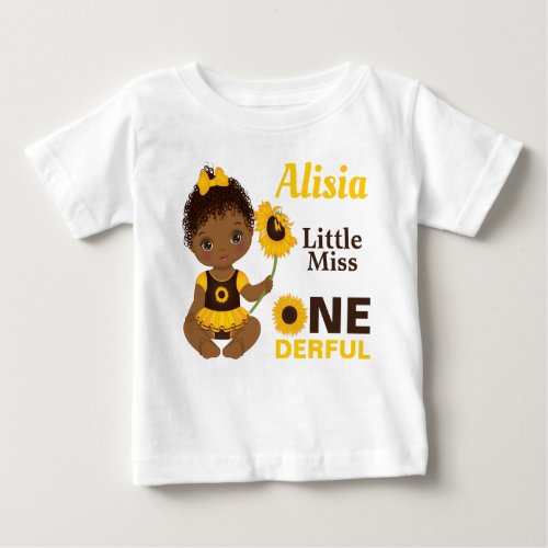 Little Miss Onederful Cute Black Baby Girl T_Shirt