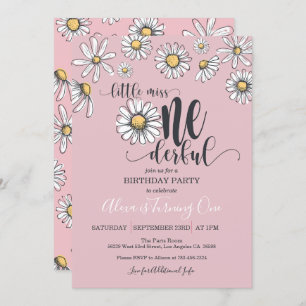 Little Miss ONEderful Daisy Birthday Invitation -P