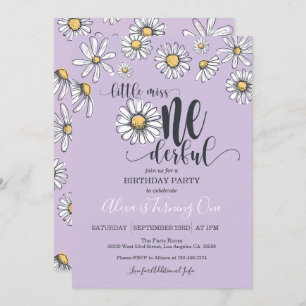 Little Miss ONEderful Daisy Birthday Invitation Pu