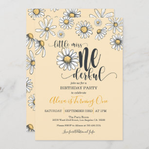 Little Miss ONEderful Daisy Birthday Invitation -Y