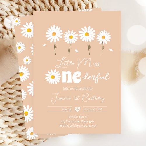 Little Miss Onederful Daisy Sand First Birthday Invitation