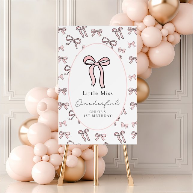 Little Miss Onederful Doodle Bow Birthday Sign (Creator Uploaded)