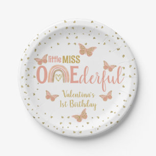 Little Miss ONEderful First Birthday Butterflies Paper Plates