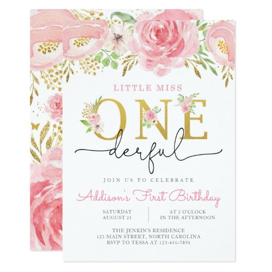 Little Miss ONEderful First Birthday Invitation