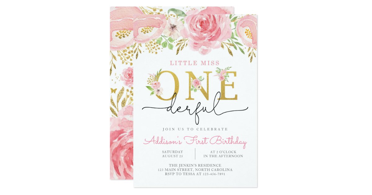 Little Miss ONEderful First Birthday Invitation | Zazzle.com