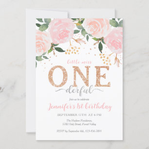 Little Miss Onederful First Birthday Invitation