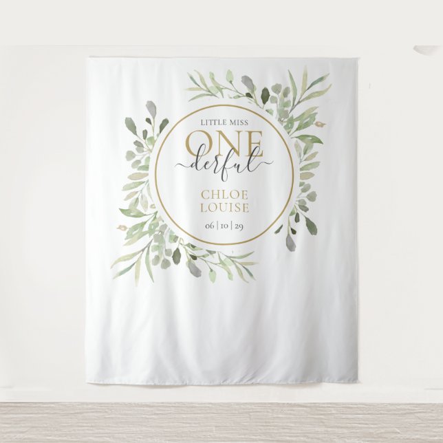 Little Miss ONEderful First Birthday Photo Booth Tapestry (Front)