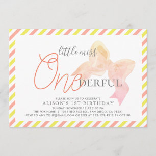 Little Miss ONEderful Girl 1st Birthday Invitation
