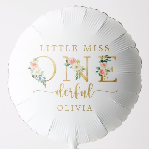 Little Miss Onederful Girl 1st Birthday Party  Balloon