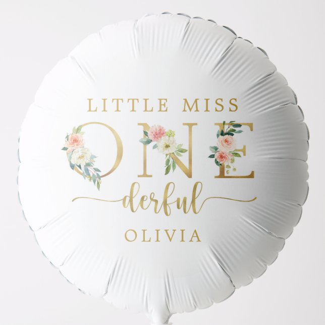 Little Miss Onederful Girl 1st Birthday Party  Balloon (Front)