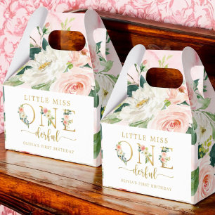 Little Miss Onederful Girl 1st Birthday Party Favor Boxes