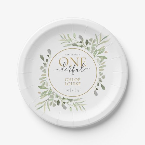 Little Miss ONEderful Girl First Birthday Cute Paper Plates