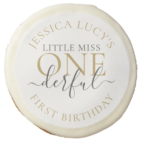 Little Miss ONEderful Girl First Birthday Favor Sugar Cookie