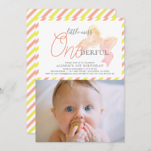 Little Miss ONEderful Girl Photo 1st Birthday Invitation