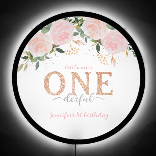 Little Miss Onederful Gold 1st Birthday LED Sign