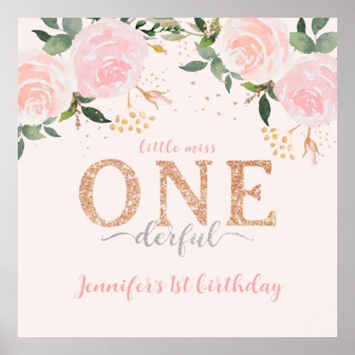 Little Miss Onederful Gold 1st Birthday Sign