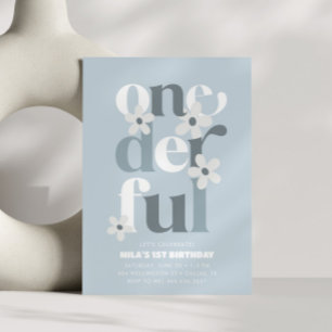Little Miss Onederful Groovy Daisy 1st Birthday Invitation