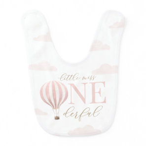 Little Miss Onederful Hot Air Ballon 1st Birthday Baby Bib