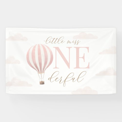 Little Miss Onederful Hot Air Balloon Birthday Banner