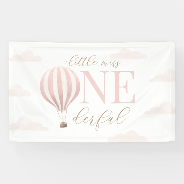 Little Miss Onederful Hot Air Balloon Birthday Banner (Horizontal)