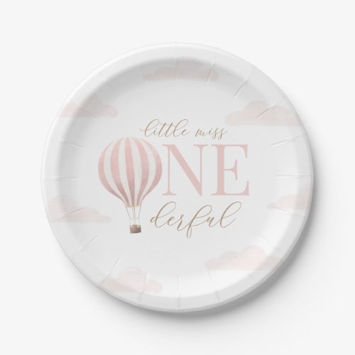 Little Miss Onederful Hot Air Balloon Birthday Paper Plates