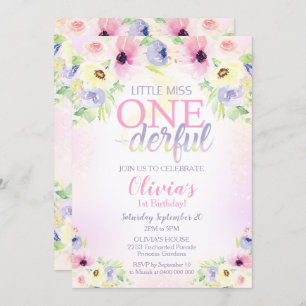 Little Miss Onederful Invitation Girl 1st