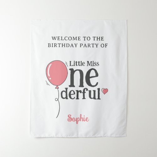 Little Miss Onederful Party Welcome Tapestry