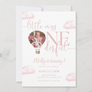 Little Miss Onederful Photo Balloon 1st Birthday Invitation
