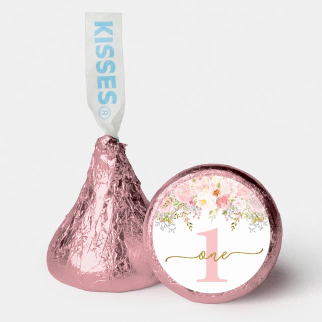 Little Miss ONEderful Pink 1st Birthday Chocolate Hershey®'s Kisses® (Front)