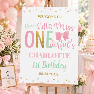 Little Miss Onederful Pink 1st Birthday Welcome Foam Board