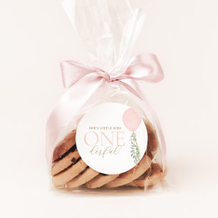 Little Miss Onederful Pink Balloon Birthday Classic Round Sticker