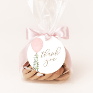 Little Miss Onederful Pink Balloon Birthday Favor Tags