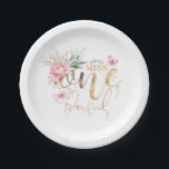 Little Miss Onederful Pink Floral 1st Birthday Paper Plates<br><div class="desc">Modern pink floral script first birthday paper plates - Little Miss Onederful</div>