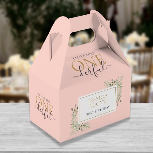 Little Miss ONEderful Pink Girl First Birthday Favor Boxes