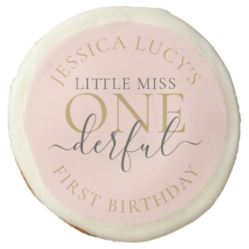 Little Miss ONEderful Pink Girl First Birthday  Sugar Cookie