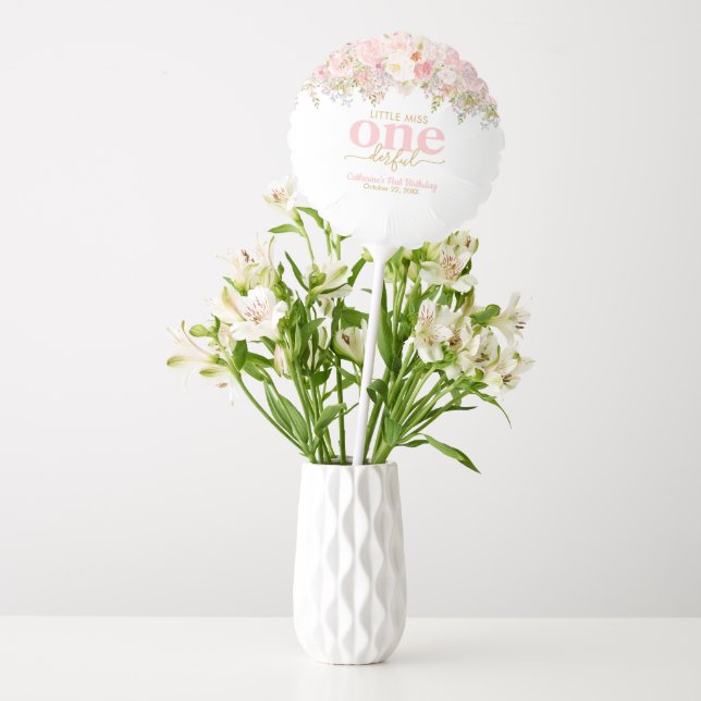 Little Miss ONEderful Pink Roses First Birthday Balloon (Vase)