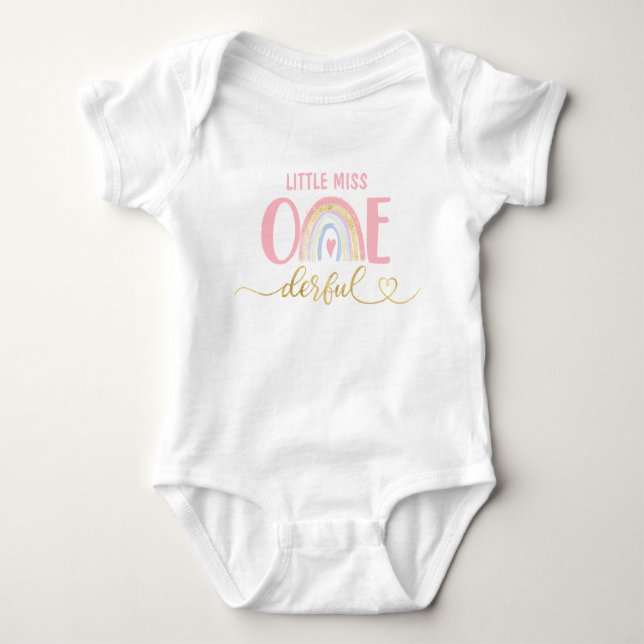 Little miss onederful rainbow baby bodysuit (Front)