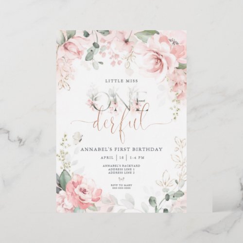 Little Miss Onederful Real Foil Invitation