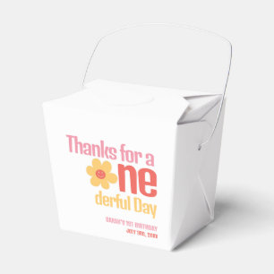 Little Miss Onederful Retro Groovy First Birthday Favor Boxes