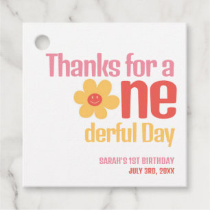 Little Miss Onederful Retro Groovy First Birthday Favor Tags