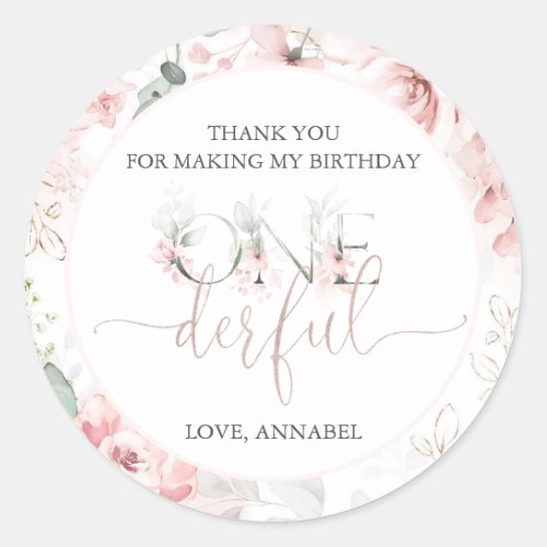 Little Miss Onederful Round Sticker