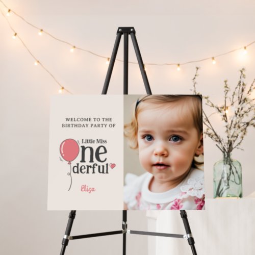 Little Miss Onederful Welcome Sign with Photo