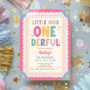 Little Miss Onederful Whimsical Girl 1st Birthday Invitation