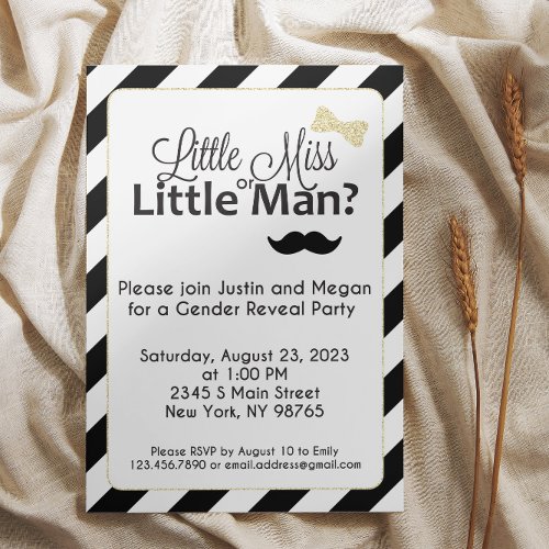 Little Miss or Little Man Gender Reveal Invitation