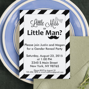Little Miss or Little Man Gender Reveal Invitation