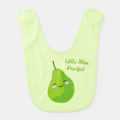 Little miss pearfect cute green pear cartoon baby bib